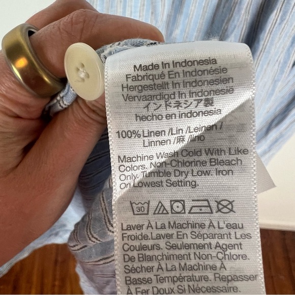 Madewell Cassie Button-Front Midi Dress in Linen Powder Blue Stripe Size XXS - Picture 6 of 6